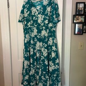 Torrid Blue Pleated Midi Sundress with Flutter Sleeves